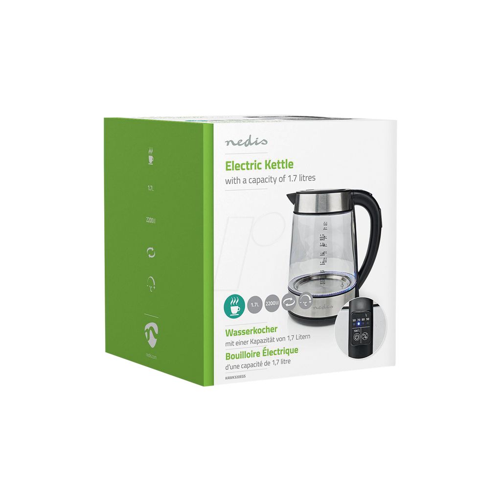 bollitore elettrico 1,7 L 2200 W Acciaio inossidabile, Trasparente