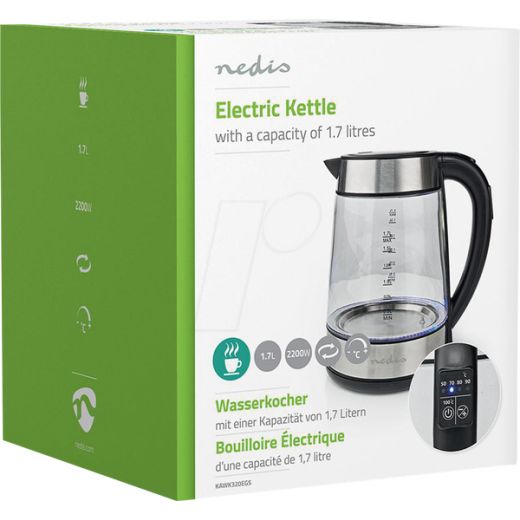 bollitore elettrico 1,7 L 2200 W Acciaio inossidabile, Trasparente