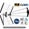 ANTENNA TV DIGITALE TERRESTRE 4K ULTRA HD 18 dB DIREZIONALE CON FILTRO LTE + 5G
