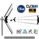 ANTENNA TV DIGITALE TERRESTRE 4K ULTRA HD 18 dB DIREZIONALE CON FILTRO LTE + 5G