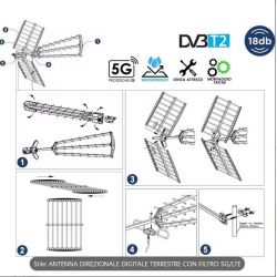 ANTENNA TV DIGITALE TERRESTRE 4K ULTRA HD 18 dB DIREZIONALE CON FILTRO LTE + 5G