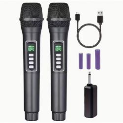 COPPIA MICROFONI WIRELESS UHF PROFESSIONALI CON 3 BATTERIE RICARICABILI