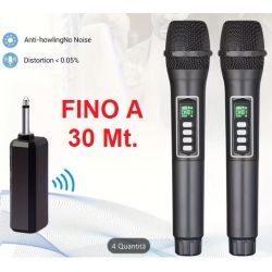 COPPIA MICROFONI WIRELESS UHF PROFESSIONALI CON 3 BATTERIE RICARICABILI