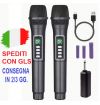 COPPIA MICROFONI WIRELESS UHF PROFESSIONALI CON 3 BATTERIE RICARICABILI