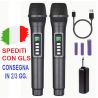 COPPIA MICROFONI WIRELESS UHF PROFESSIONALI CON 3 BATTERIE RICARICABILI