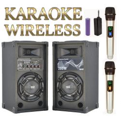 CASSE BLUETOOTH ATTIVE AMPLIFICATE KARAOKE + 2 MICROFONI WIRELESS impianto karaoke