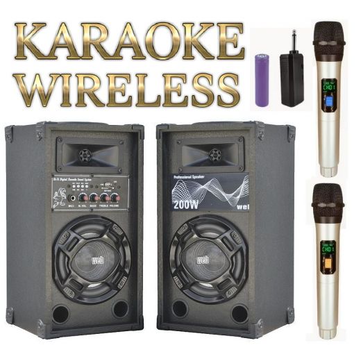 CASSE BLUETOOTH ATTIVE AMPLIFICATE KARAOKE + 2 MICROFONI WIRELESS impianto karaoke