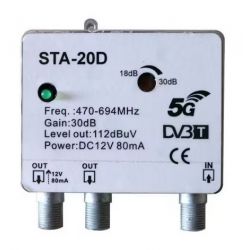 SET COMPLETO INSTALLAZIONE ANTENNA TV + AMPLIFICATORE DA PALO 2 USCITE + ALIMENTATORE ANTENNA + 25 MT CAVO COASSIALE