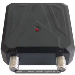SET COMPLETO INSTALLAZIONE ANTENNA TV + AMPLIFICATORE DA PALO 2 USCITE + ALIMENTATORE ANTENNA + 25 MT CAVO COASSIALE