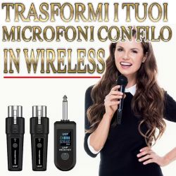 ADATTATORE MICROFONO CONVERTITORE DA MICROFONO CON FILO IN WIRELESS IN UHF