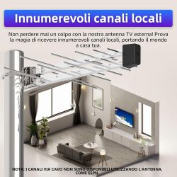 ANTENNA TV ESTERNA YAGI DVB T2 20 ELEMENTI DIGITALE TERRESTRE 8 dBi