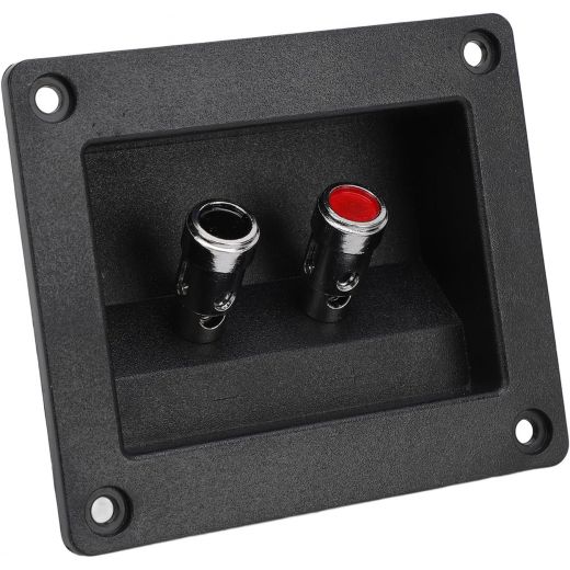 PANNELLO POSTERIORE MORSETTIERA 9 x 8 Cm. INCASSO CASSE ACUSTICHE rosso nero