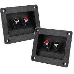 2 PZ. PANNELLO POSTERIORE MORSETTIERA 9 x 8 Cm INCASSO CASSE ACUSTICHE rosso nero