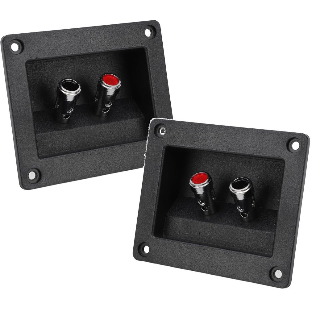 2 PZ. PANNELLO POSTERIORE MORSETTIERA 9 x 8 Cm INCASSO CASSE ACUSTICHE rosso nero