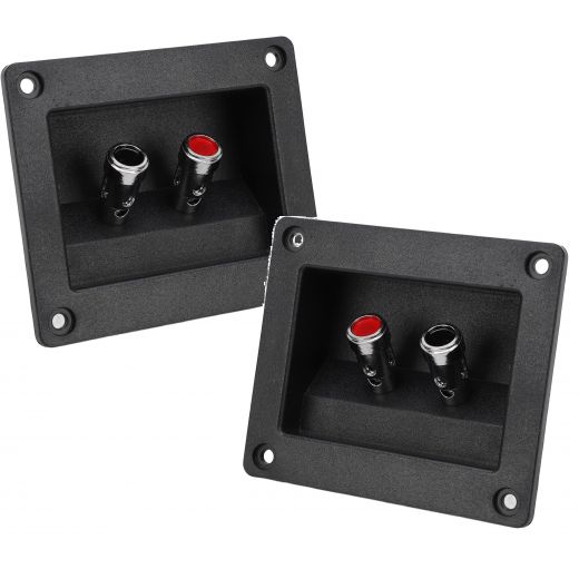 2 PZ. PANNELLO POSTERIORE MORSETTIERA 9 x 8 Cm INCASSO CASSE ACUSTICHE rosso nero