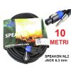 CAVO JACK SPEAKON 10 METRI JACK 6,3 MM MONO MASCHIO --- SPEAKON NL2 x casse e amplificatore