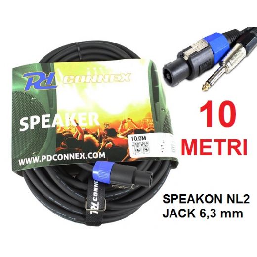 CAVO JACK SPEAKON 10 METRI JACK 6,3 MM MONO MASCHIO --- SPEAKON NL2 x casse e amplificatore