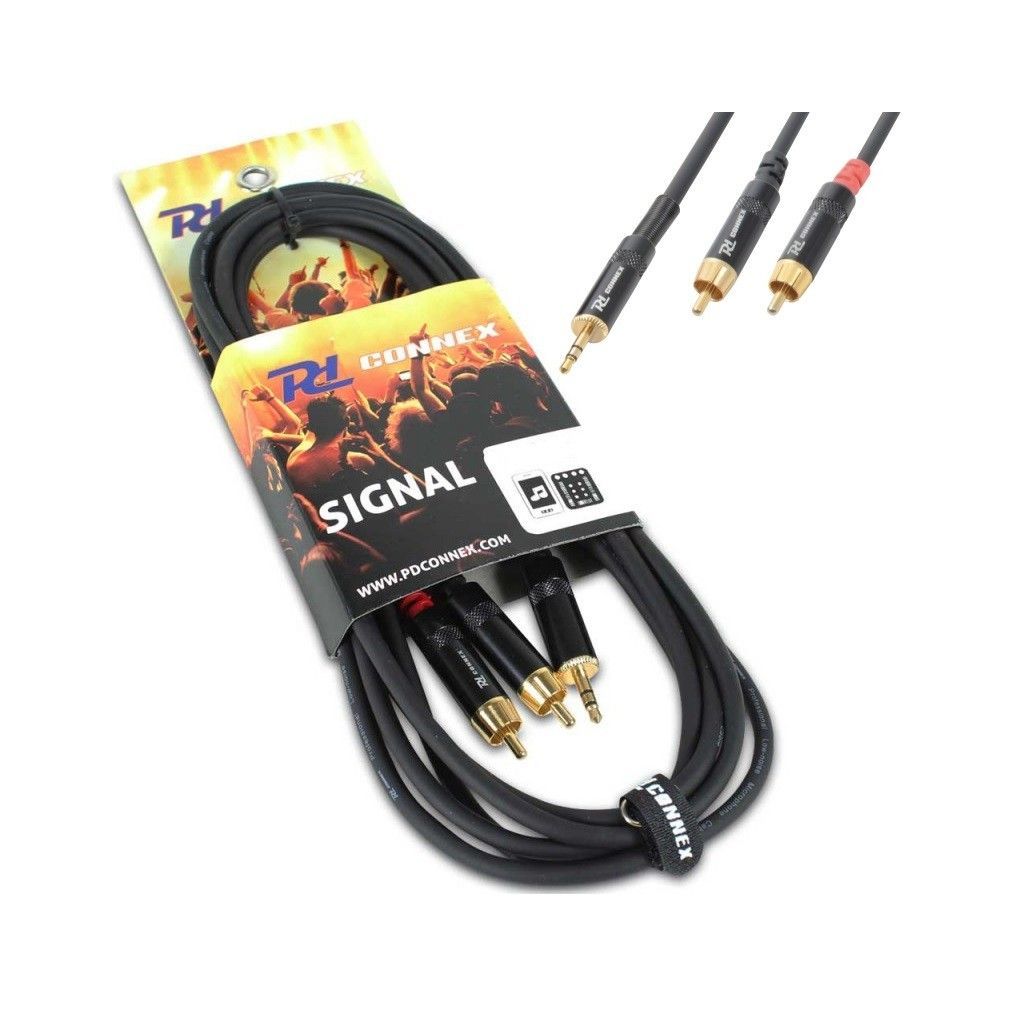 CAVO JACK 3,5 RCA PROFESSIONALE jack 3,5 stereo / 2 spine rca maschio 6 METRI