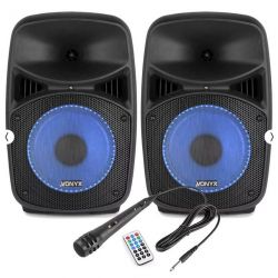 COPPIA CASSE AMPLIFICATE 400W DIFFUSORI KARAOKE BLUETOOTH LED USB