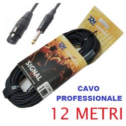 CAVO MICROFONO 12 METRI MICROFONICO PROFESSIONALE CANNON FEMMINA JACK 6,3mm MASCHIO