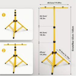 STATIVO LUCI SUPPORTO A T DA PAVIMENTO 160 Cm MAX TREPPIEDE MONTA FINO A 3 FARI A LED