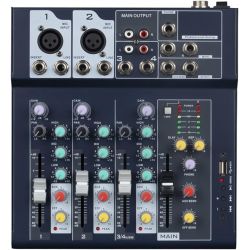 MIXER AUDIO 4 CANALI BLUETOOTH + USB DJ STUDIO KARAOKE PIANOBAR MIX