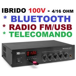IMPIANTO AUDIO SISTEMA ATTIVO FILODIFFUSIONE 100V 1 amplificatore + 4 altoparlanti incasso + matassa 100 mt.