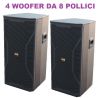 COPPIA CASSE AMPLIFICATE PROFESSIONALI BLUETOOTH 4 WOOFER DA 8" POLLICI alta qualita'