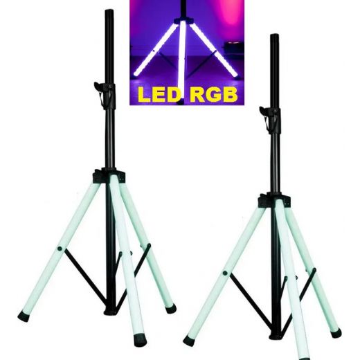con difetto | COPPIA STATIVI CASSE ACUSTICHE TREPPIEDI ILLUMINATI A LED A BATTERIE RICARICABILI RGB 180 Cm