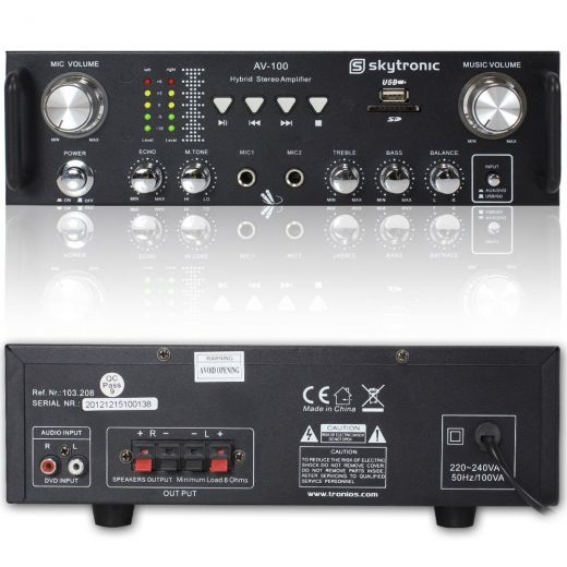 AMPLIFICATORE PER KARAOKE STEREO 2 CANALI USB SD 300 WATT MAX ART. 103208 - 1