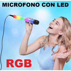 MICROFONO KARAOKE CON EFFETTO LED INTEGRATO DINAMICO CANTO DJ