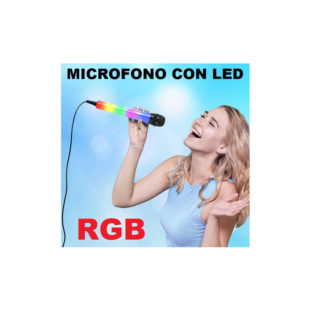 MICROFONO KARAOKE CON EFFETTO LED INTEGRATO DINAMICO CANTO DJ