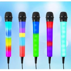 MICROFONO KARAOKE CON EFFETTO LED INTEGRATO DINAMICO CANTO DJ