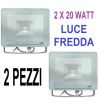 2 PEZZI FARO LED 2 X 20 WATT PER ESTERNO LUCE FREDDA IP65 6000K 2000lm