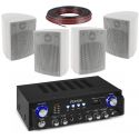 IMPIANTO AUDIO FILODIFFUSIONE PARETE amplificatore BT+ 4 altoparlanti + cavo