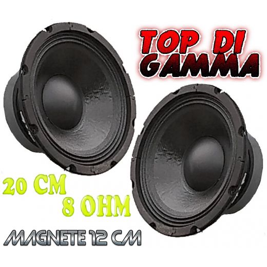 COPPIA WOOFER 20 Cm 8 Ohm ALTOPARLANTE 8" POLLICI ALTA QUALITA' 400W MAGNETE 12 CM