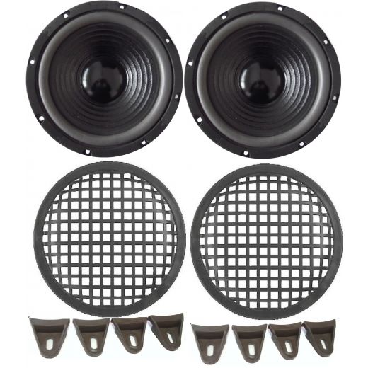 COPPIA WOOFER 20 CM 8 Ohm ALTOPARLANTE 8" POLLICI 300W + GRIGLIE E FERMI