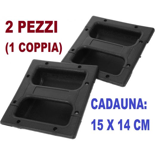 2 PZ. MANIGLIA CASSA ACUSTICA LATERALE INCASSO CASSE PVC 15 X 14 Cm