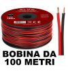 MATASSA CAVO AUDIO 100 MT. PIATTINA 2 x 0,75 mm BOBINA CCA rosso nero CASSE ALTOPARLANTI