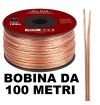 CAVO ALTOPARLANTI AUDIO 100 MT. PIATTINA 2 x 0,35 mm TRASPARENTE IN CCA