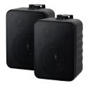 COPPIA ALTOPARLANTI DA PARETE NERE 8 Ohm CASSE ACUSTICHE MURO + STAFFE FILODIFFUSIONE LOCALI