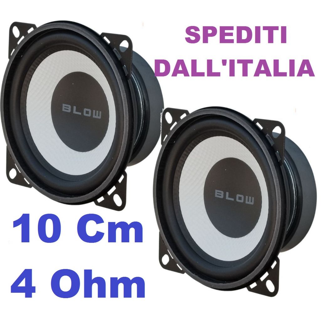 COPPIA MIDRANGE 10 CM 4 Ohm WOOFER ALTOPARLANTE AUTO 220W 4" POLLICI MIDRANGE