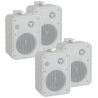FILODIFFUSIONE LOCALI IMPIANTO AUDIO 4 CANALI CASSE ACUSTICHE PARETE BIANCHE 8 Ohm amplificatore + 4 casse + cavo
