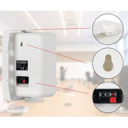 FILODIFFUSIONE LOCALI IMPIANTO AUDIO 4 CANALI CASSE ACUSTICHE PARETE BIANCHE 8 Ohm amplificatore + 4 casse + cavo