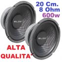 COPPIA WOOFER 20 CM 8 Ohm 8" POLLICI 600W SOSPENSIONE MORBIDA alta qualita'