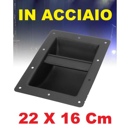 MANIGLIA INCASSO ALTOPARLANTI CASSE ACUSTICHE FERRO ACCIAIO 22x16 cm SUBWOOFER