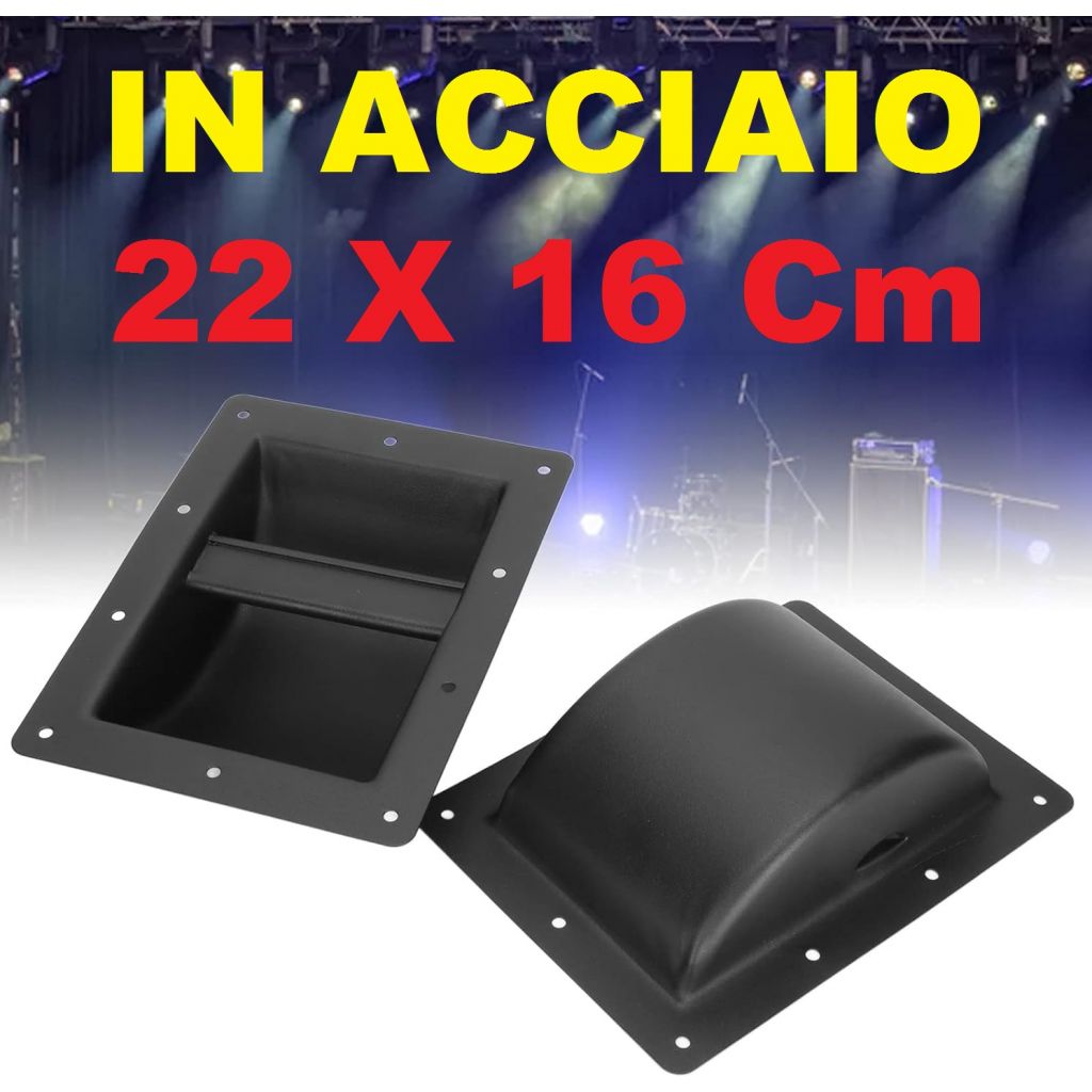 2 PZ. MANIGLIA INCASSO ALTOPARLANTI CASSE ACUSTICHE FERRO ACCIAIO 22x16 cm