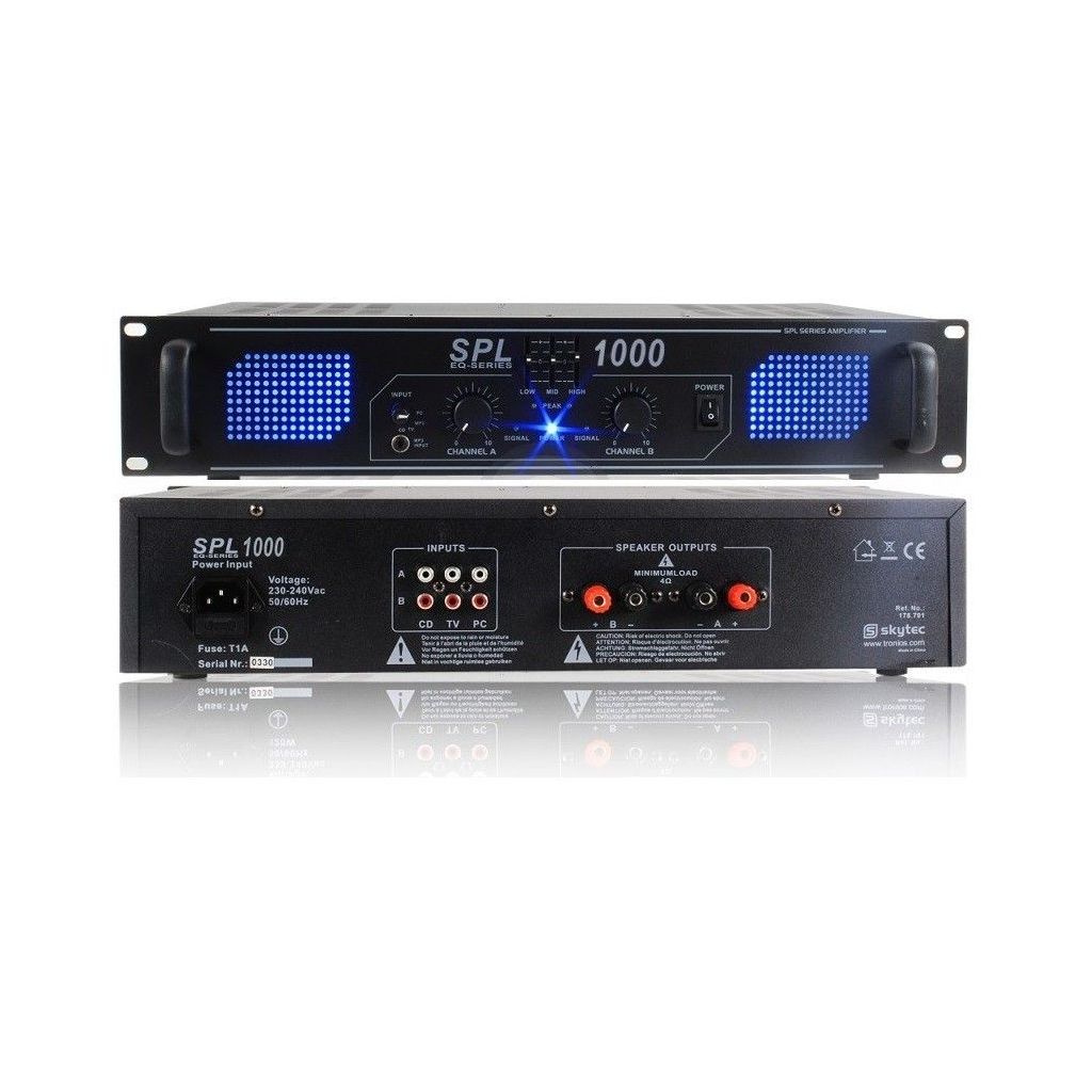 AMPLIFICATORE FINALE POTENZA PA STEREO SPL 1000W EQUALIZZATO X DJ - 1