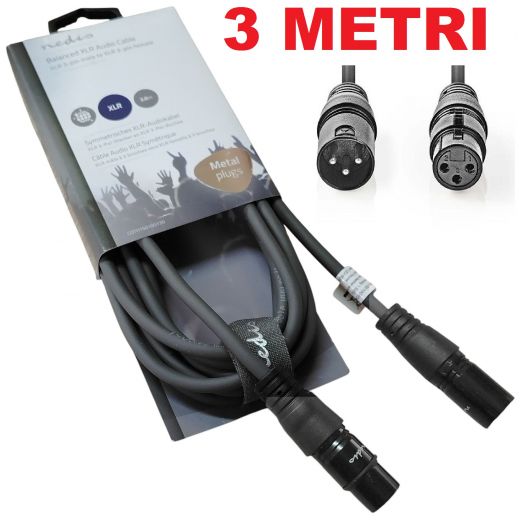 CAVO XLR 3 METRI CANNON XLR MASCHIO FEMMINA PROLUNGA MIXER CASSE