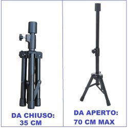 COPPIA MINI STATIVI CASSE ACUSTICHE TREPPIEDE ALTOPARLANTI SUPPORTI UNIVERSALE ALTEZZA 70cm